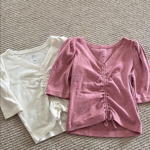 Kids Pink and Cream Ruched Tops